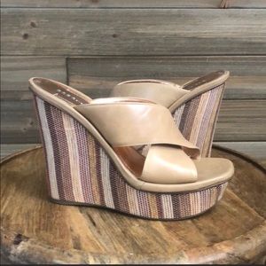 BCBG Generation Metallic Striped Wedge Size 10